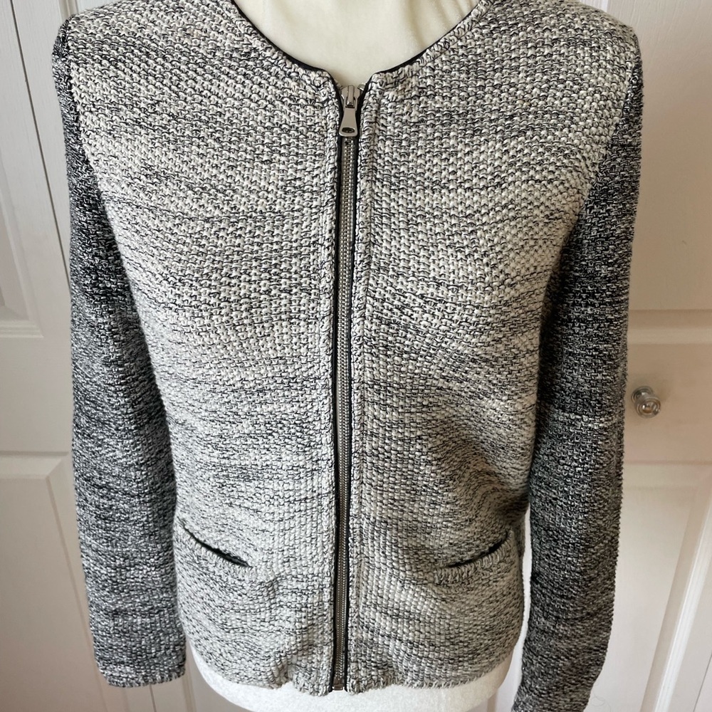 Talbot Colorblock Knit Zipper Cardigan Jacket black and white metallic Size SP - Picture 4 of 10